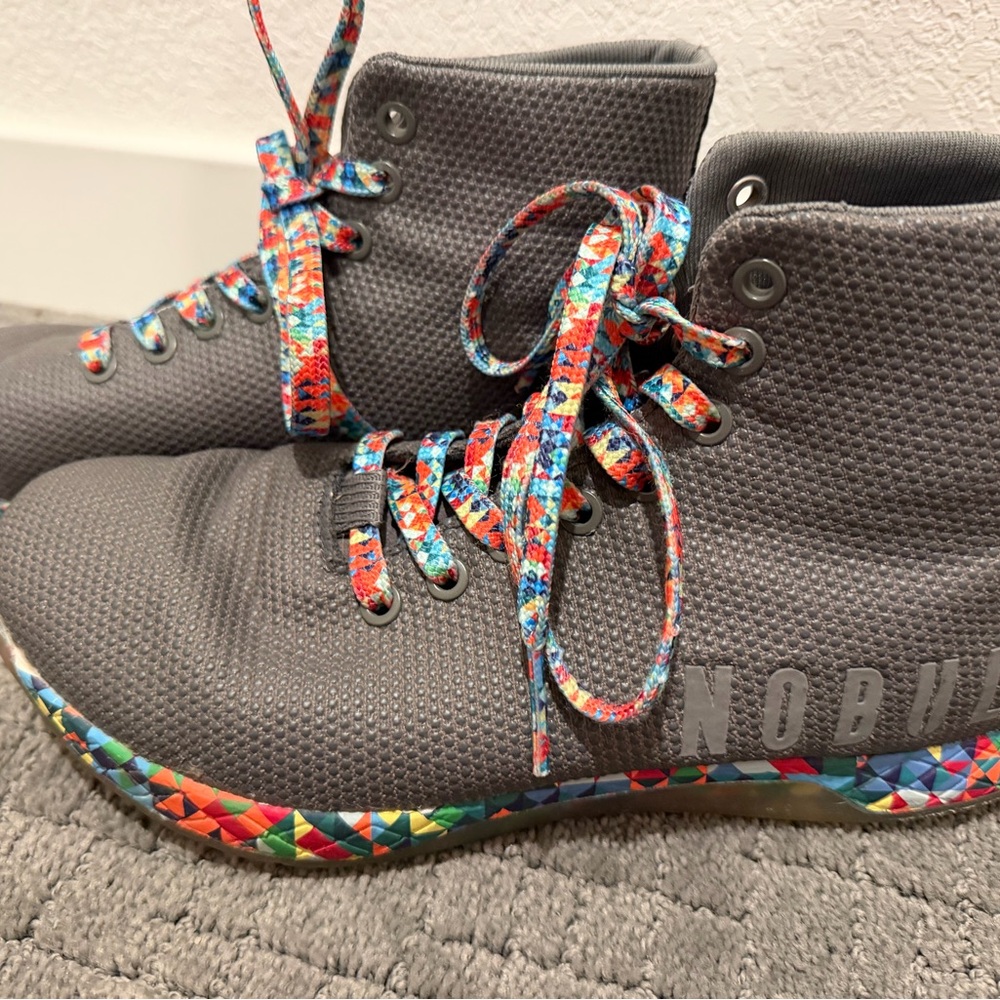 NOBULL Gray High-Top Sneakers with Colorful Accents